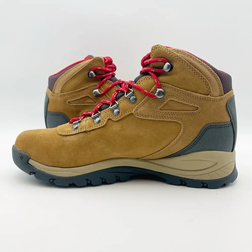 Columbia Womens Newton Ridge Plus Amped Hiking Boots 9.5 WIDE Tan Red WP NIB